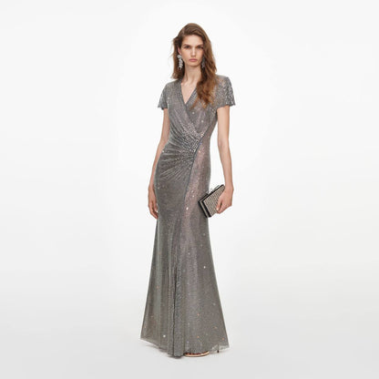SP Silver Sequin Evening Gown