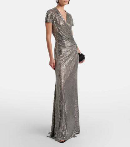 SP Silver Sequin Evening Gown