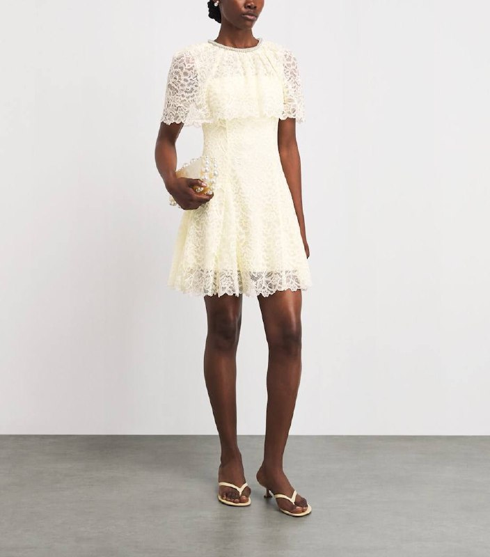 SP White | Yellow Lace Cape Mini Dress