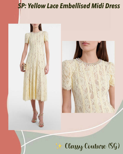 SP Yellow Lace Embellished Midi Dress