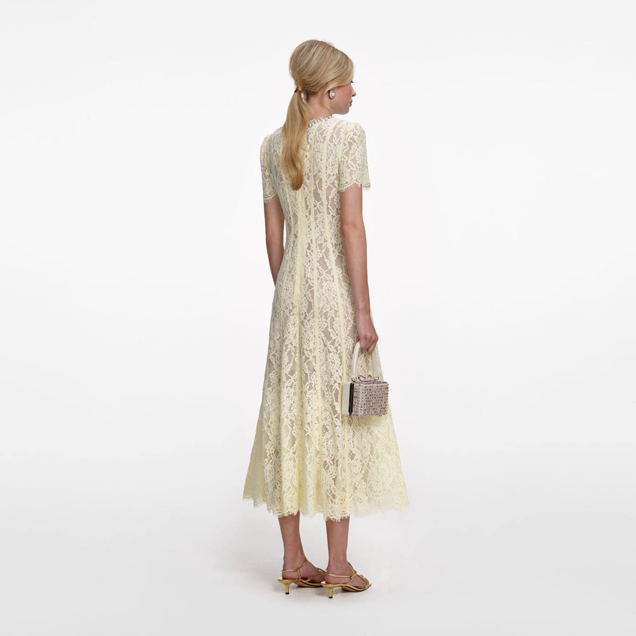 SP Yellow Lace Embellished Midi Dress
