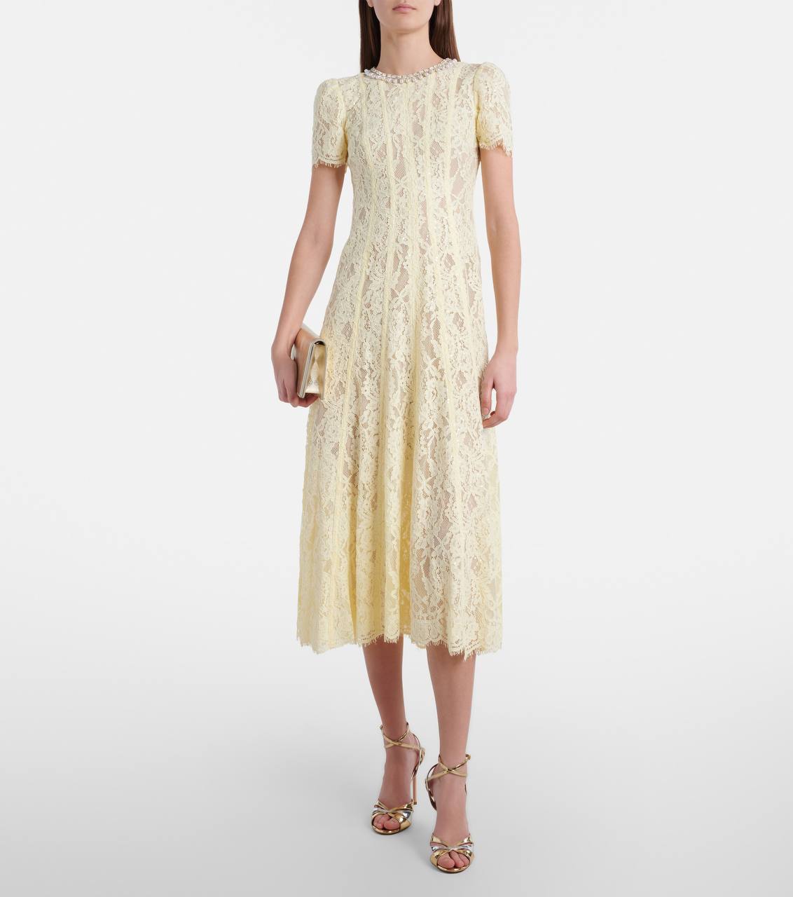 SP Yellow Lace Embellished Midi Dress