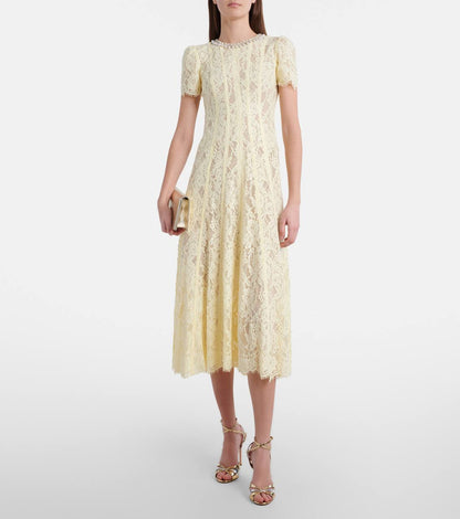 SP Yellow Lace Embellished Midi Dress
