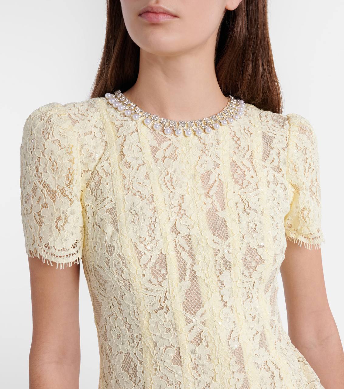 SP Yellow Lace Embellished Midi Dress