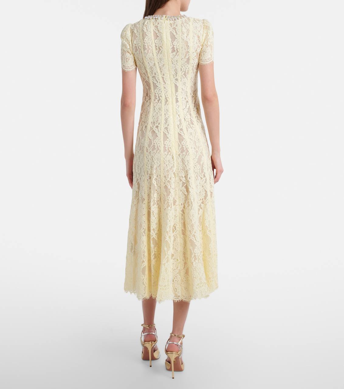 SP Yellow Lace Embellished Midi Dress