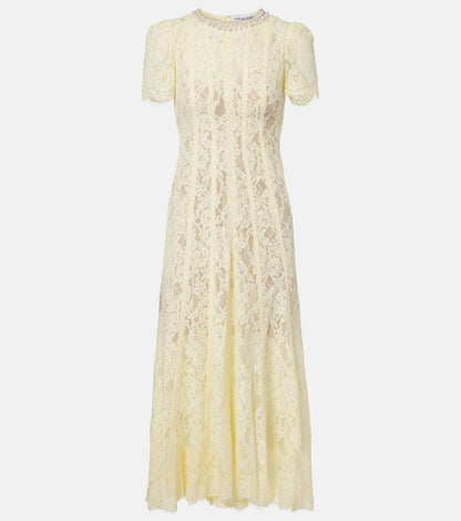 SP Yellow Lace Embellished Midi Dress