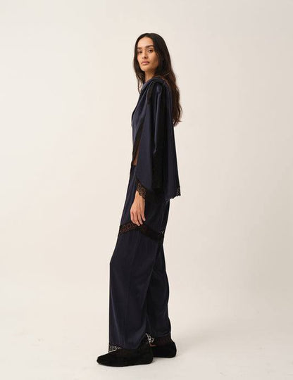 TG Cata Lace Trimmed Silk Wide Leg Pants