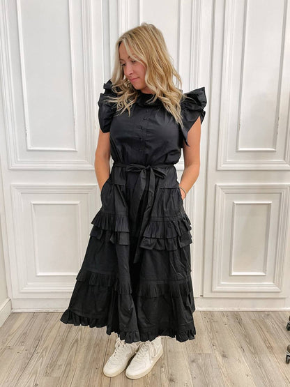 UJ Elsie Tiered Ruffle Poplin Midi Dress