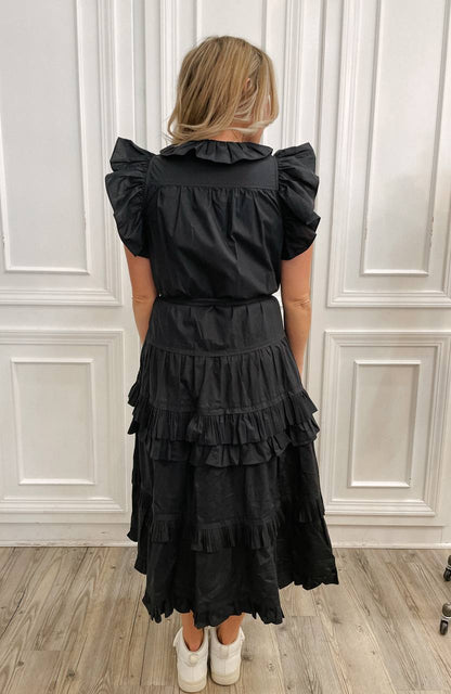UJ Elsie Tiered Ruffle Poplin Midi Dress