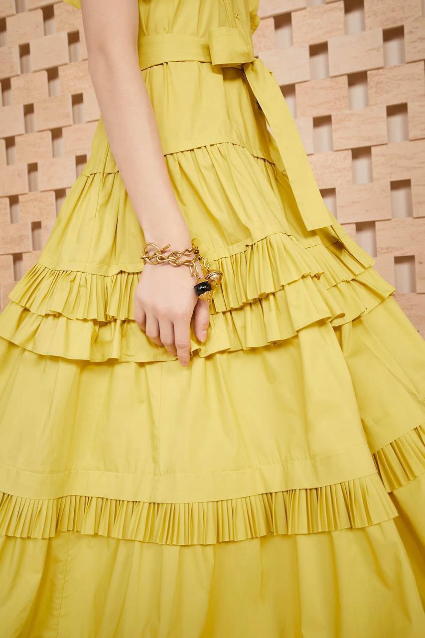UJ Elsie Tiered Ruffle Poplin Midi Dress