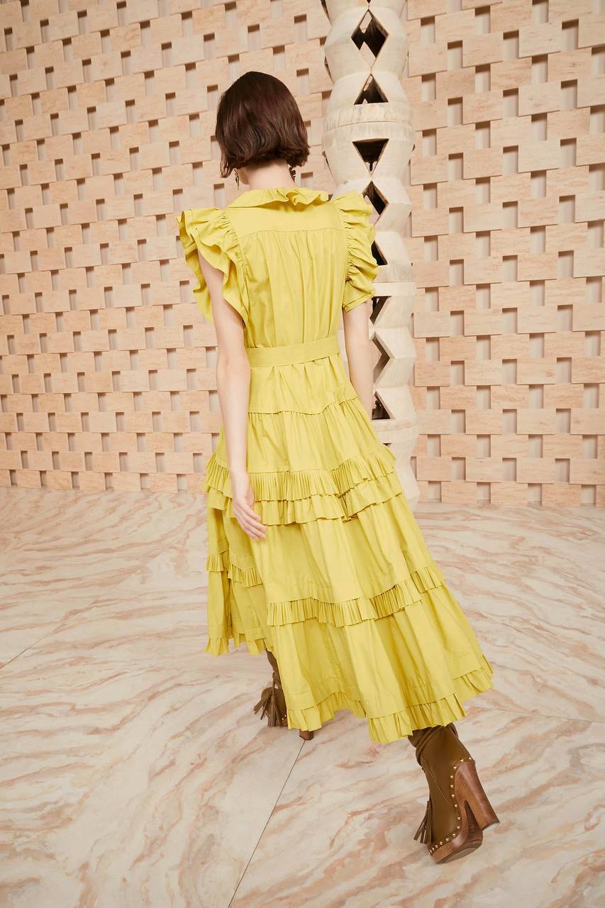 UJ Elsie Tiered Ruffle Poplin Midi Dress