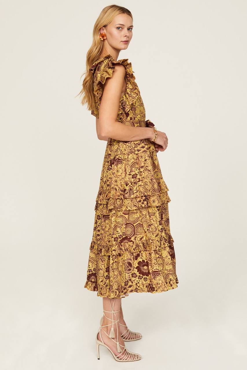 UJ Elsie Tiered Ruffle Poplin Midi Dress