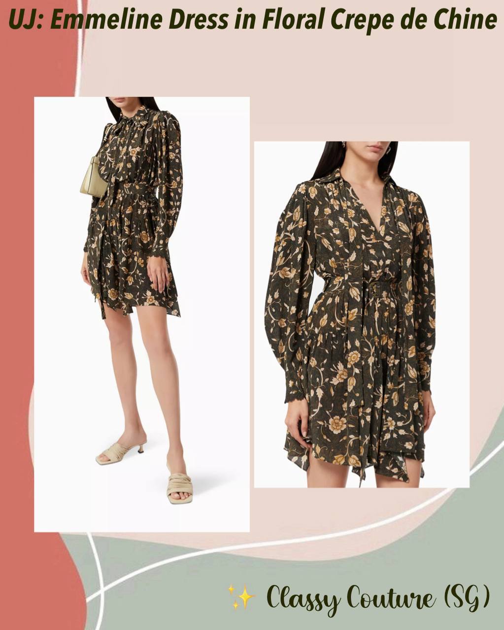UJ Emmeline Dress in Floral Crepe de Chine