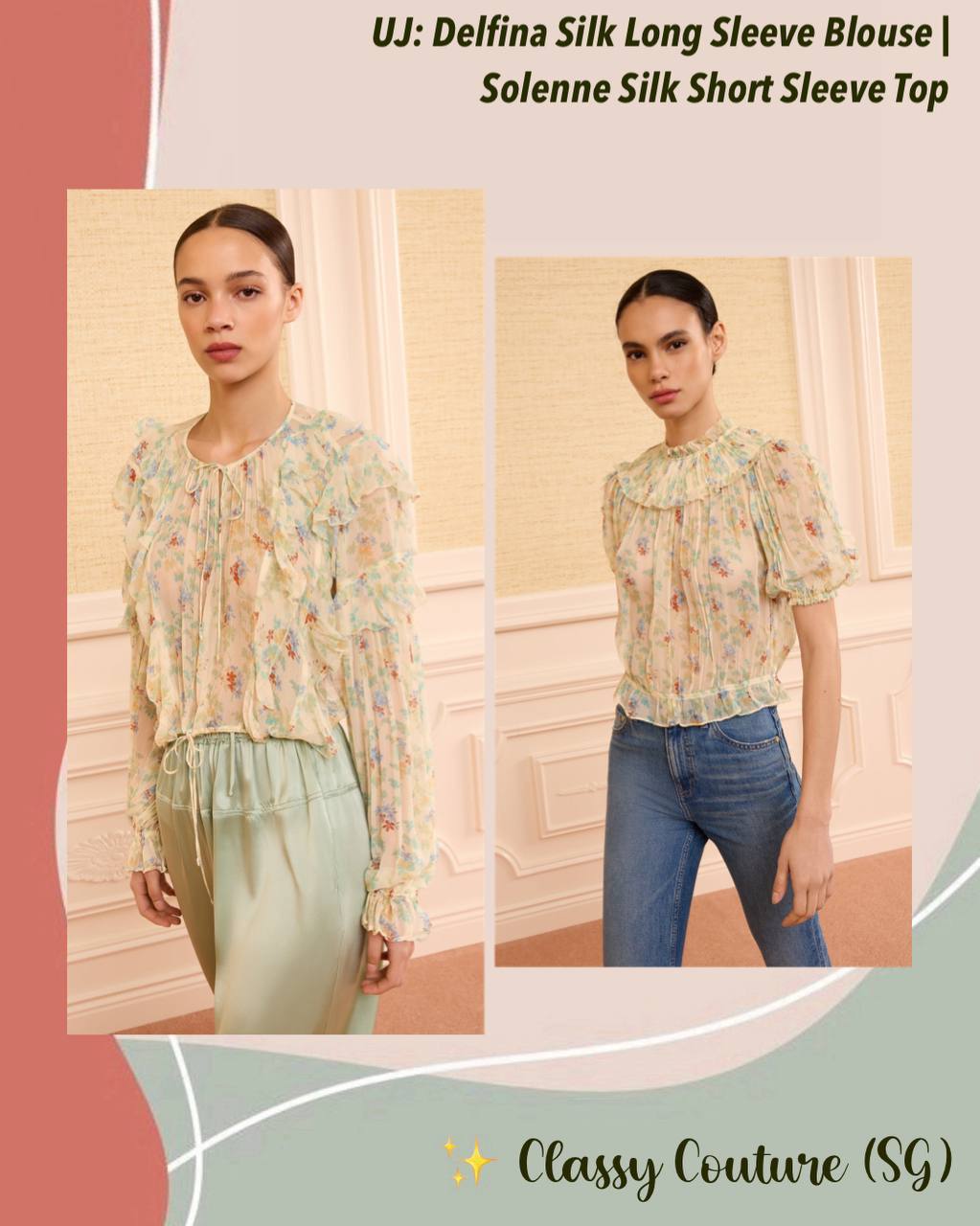 UJ Delfina Silk Long Sleeve Blouse + Solenne Silk Short Sleeve Top