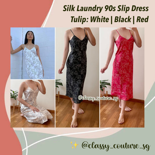 SL 90s Slip Midi Dress Tulip: White | Black | Red